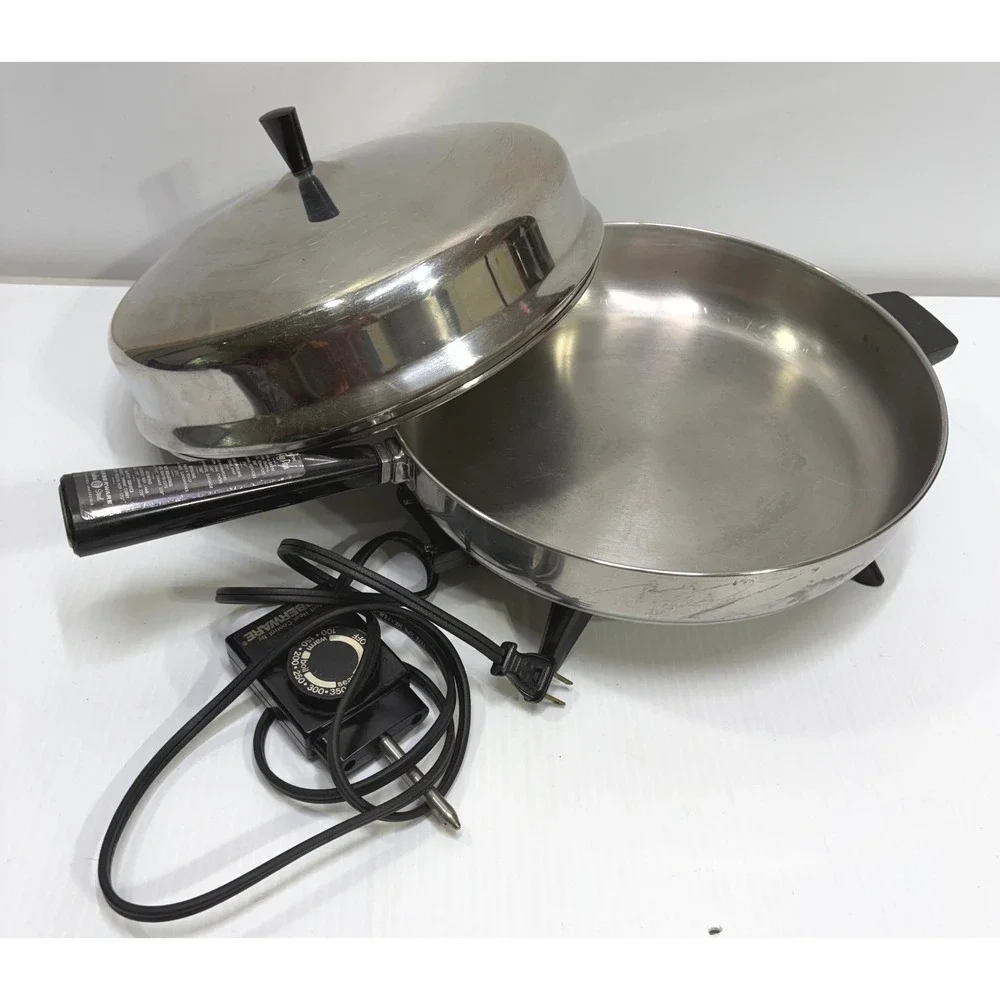 Farberware 12 Inch Electric Fry Pan Skillet Model 101 Stainless Steel Vintage